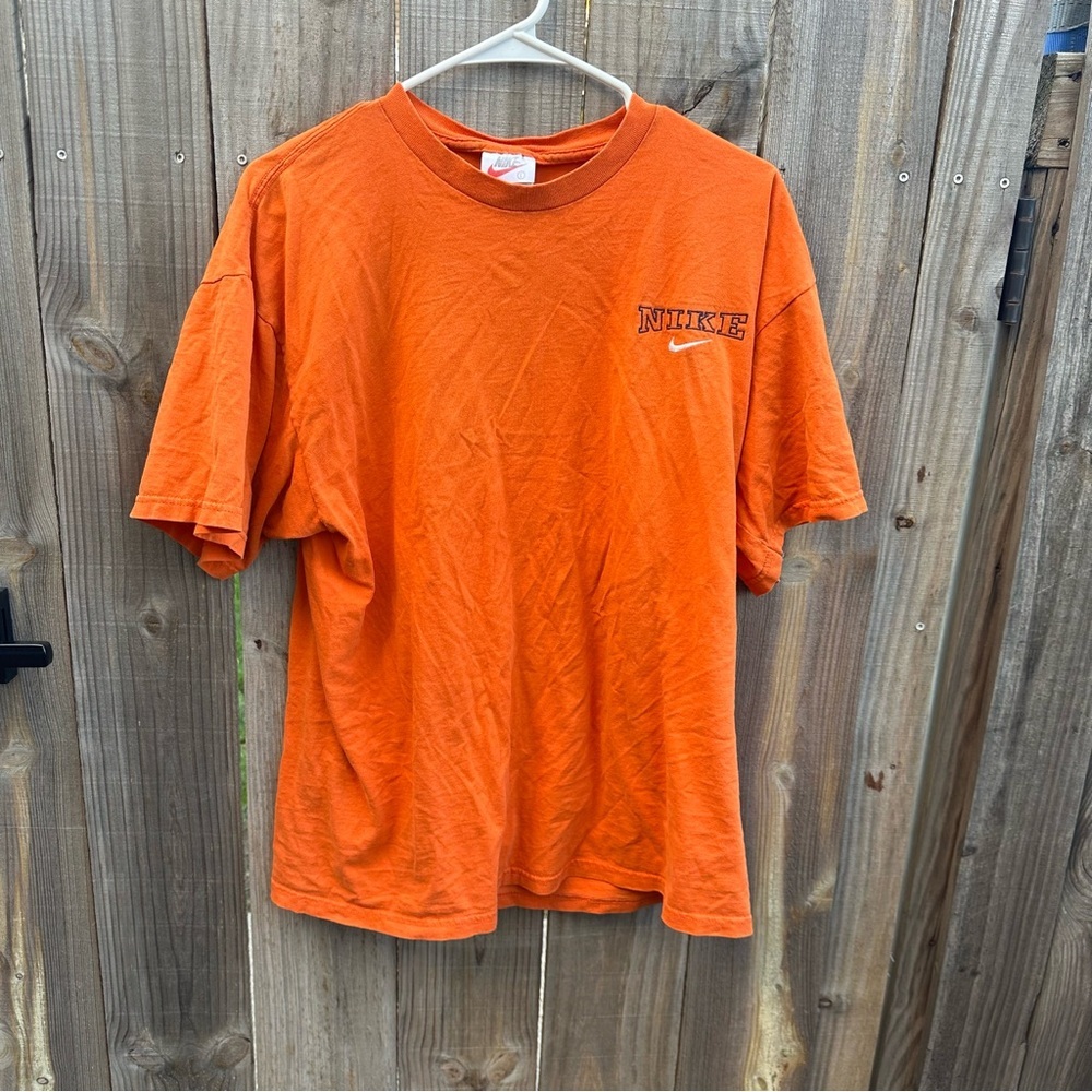 Vintage Nike Men's Bright Orange Short Sleeve Tee Size L